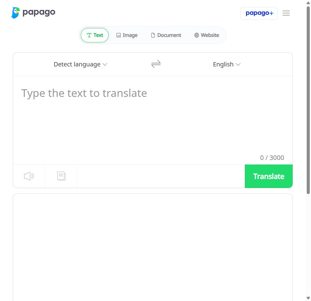 Papago韓文翻譯APP界面